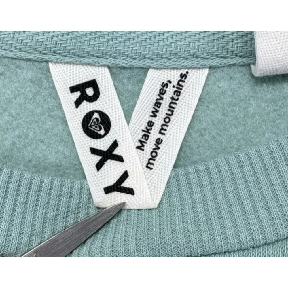 Roxy Womens XS Morning Hike Cropped Sweatshirt Blue Always Salty Fleece Beach